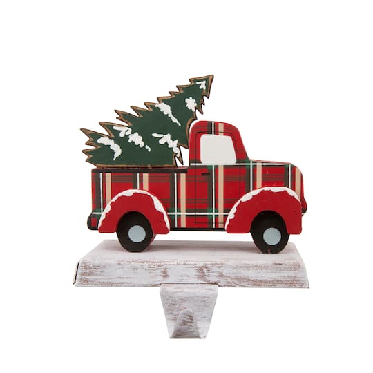 Glitzhome® 6" Red Truck & Tree Stocking Holder | 5" x 3.94" x 6.12" | Michaels®